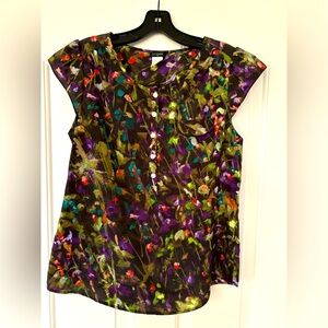 J. Crew Cap Sleeve Popover Blouse in bright floral